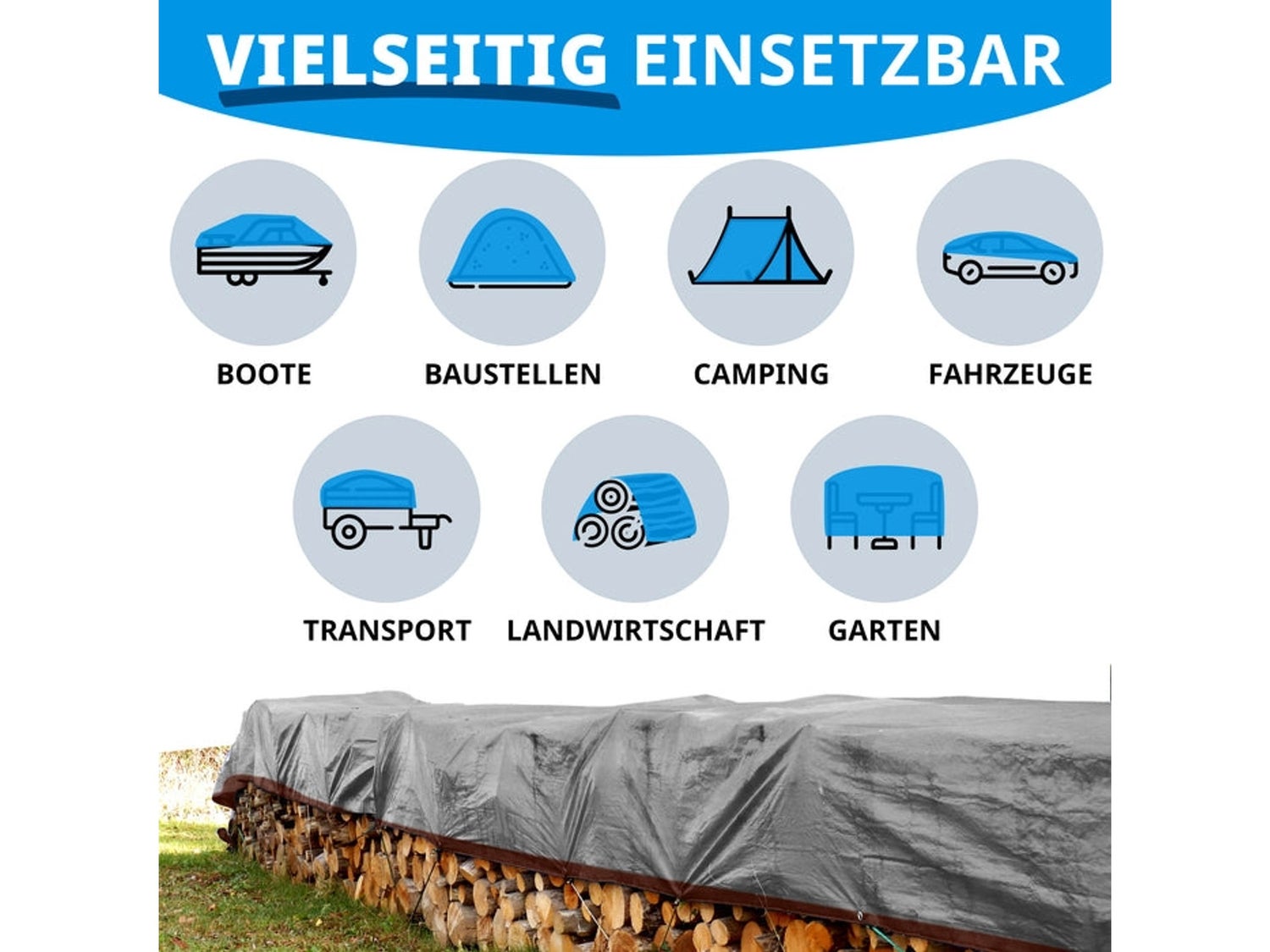 Waterdicht zeildoek met ogen, beschermhoes, 140 g/m², 1,5 x 6 m, bruin-zilver