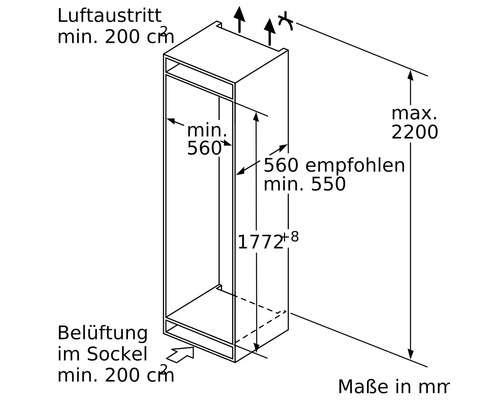 Bosch GIN81ACE0 vriezer, afmetingen (B x H x D): 55,8 x 177,2 x 54,5 cm, vriesvak: 212 l
