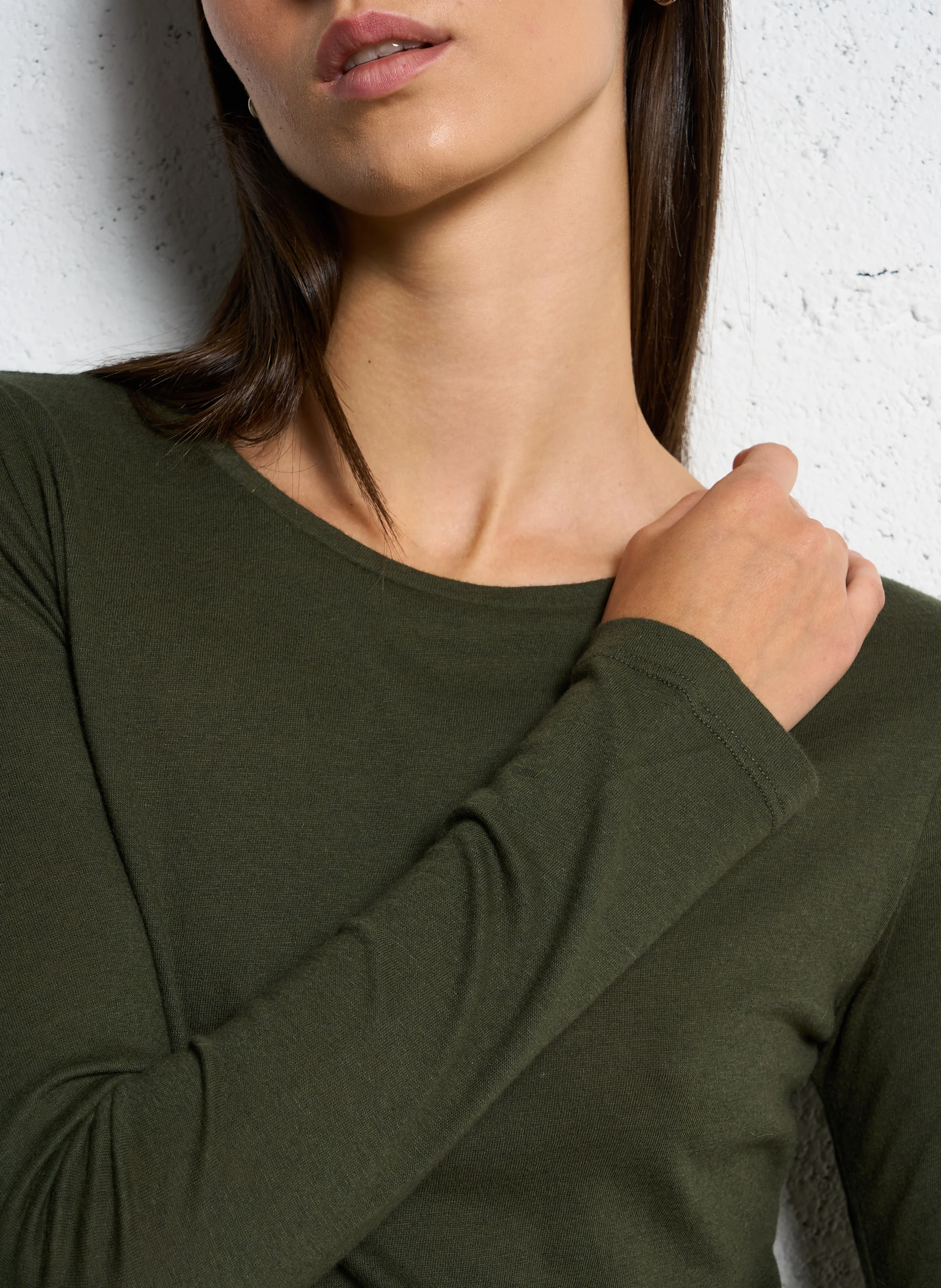 Tee-shirt col rond en coton et cachemire mélangé | Vert