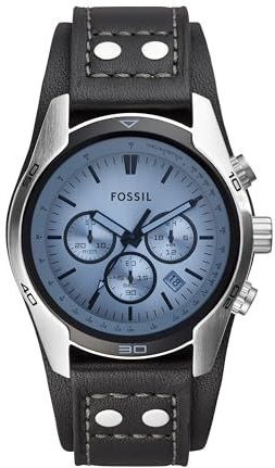 Fossil Coachman Chronograph zwart leren horloge