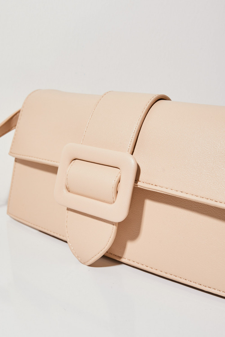 Sac à main beige à boucle ceinture