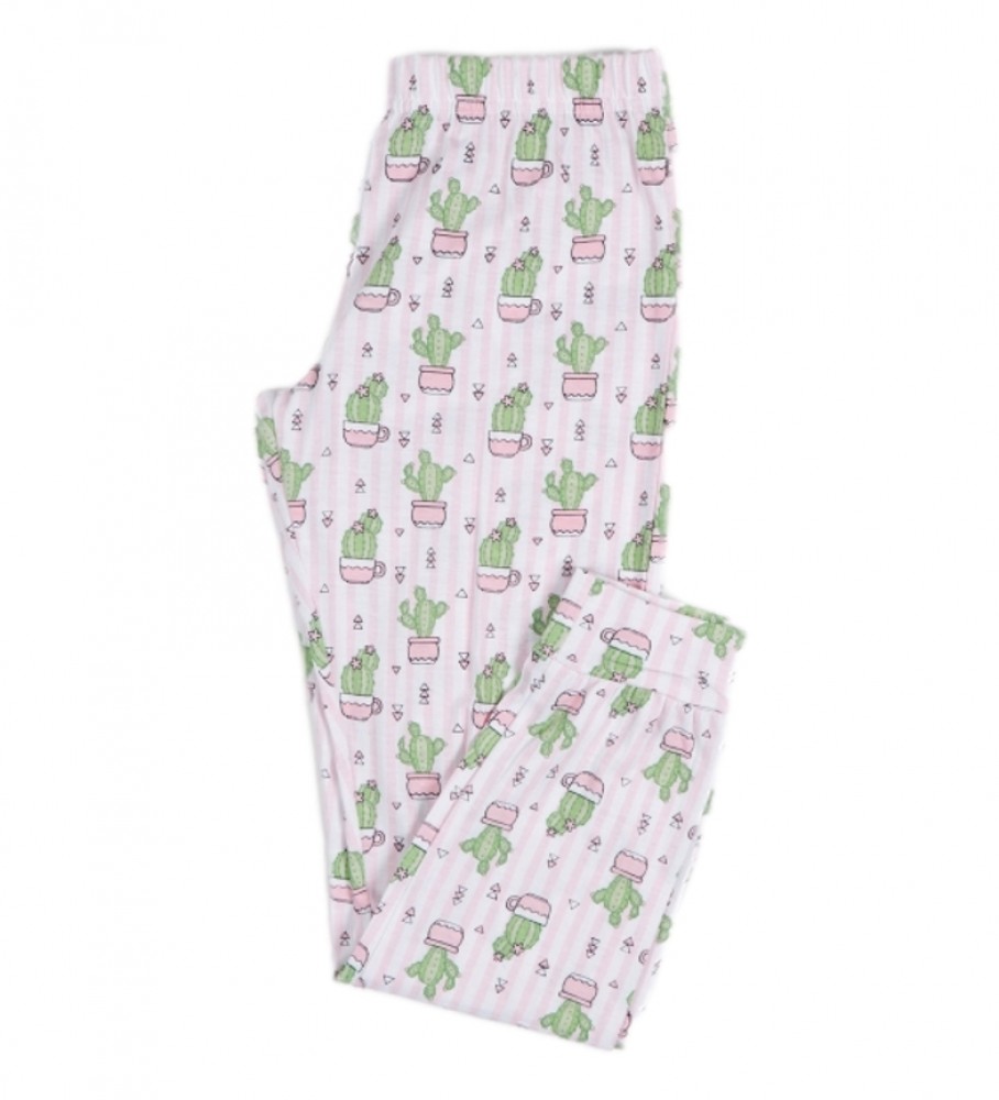 Pijama de manga comprida Admas com estampa fofa de cactos para meninas