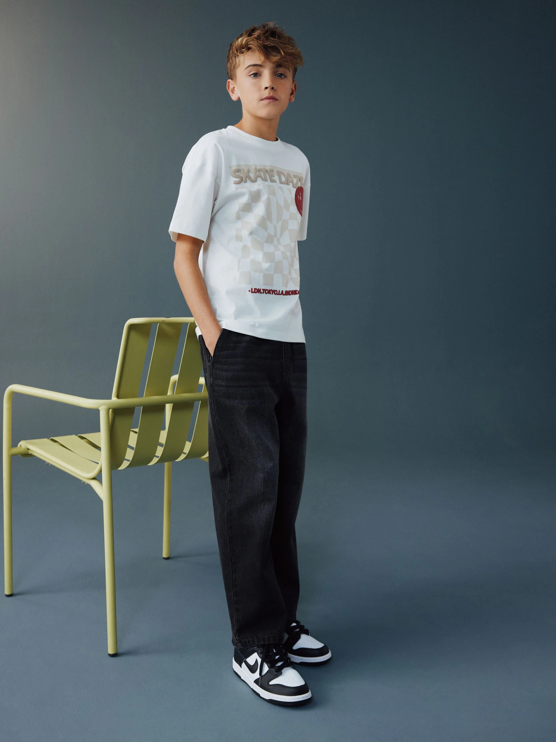 Zwarte wassing - Denim jeans met elastische taille (3-16jr)
