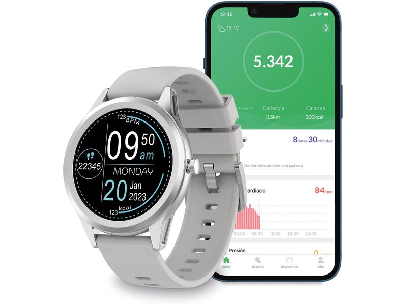 KSiX Smartwatch Globe Silver Ultradünne 1.28