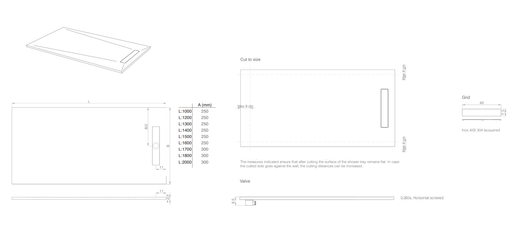 Resigres Plus Zero douchebak 120x90cm grijs mat composiet