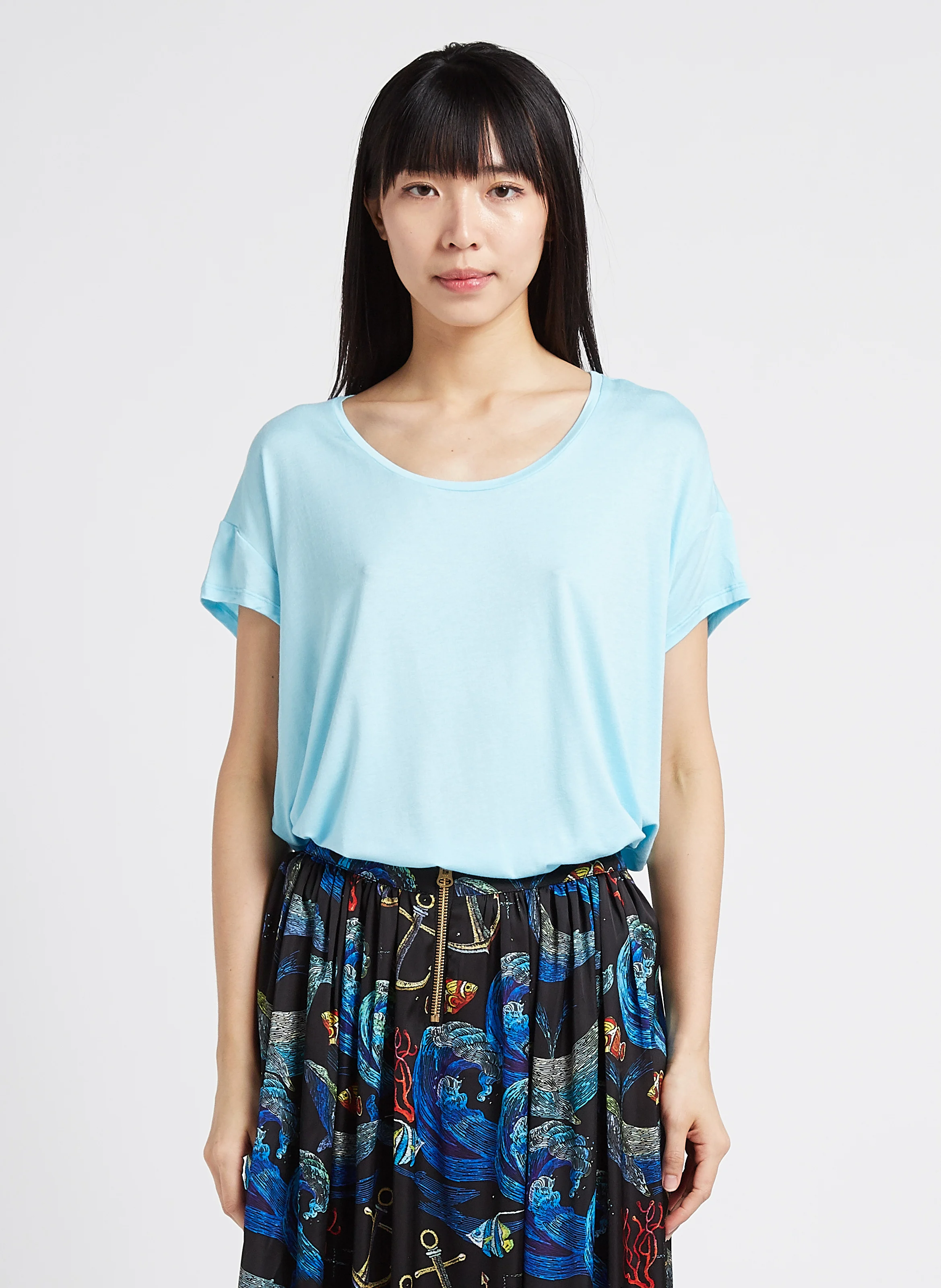 MARLOW - Tee-shirt col rond ample | Bleu