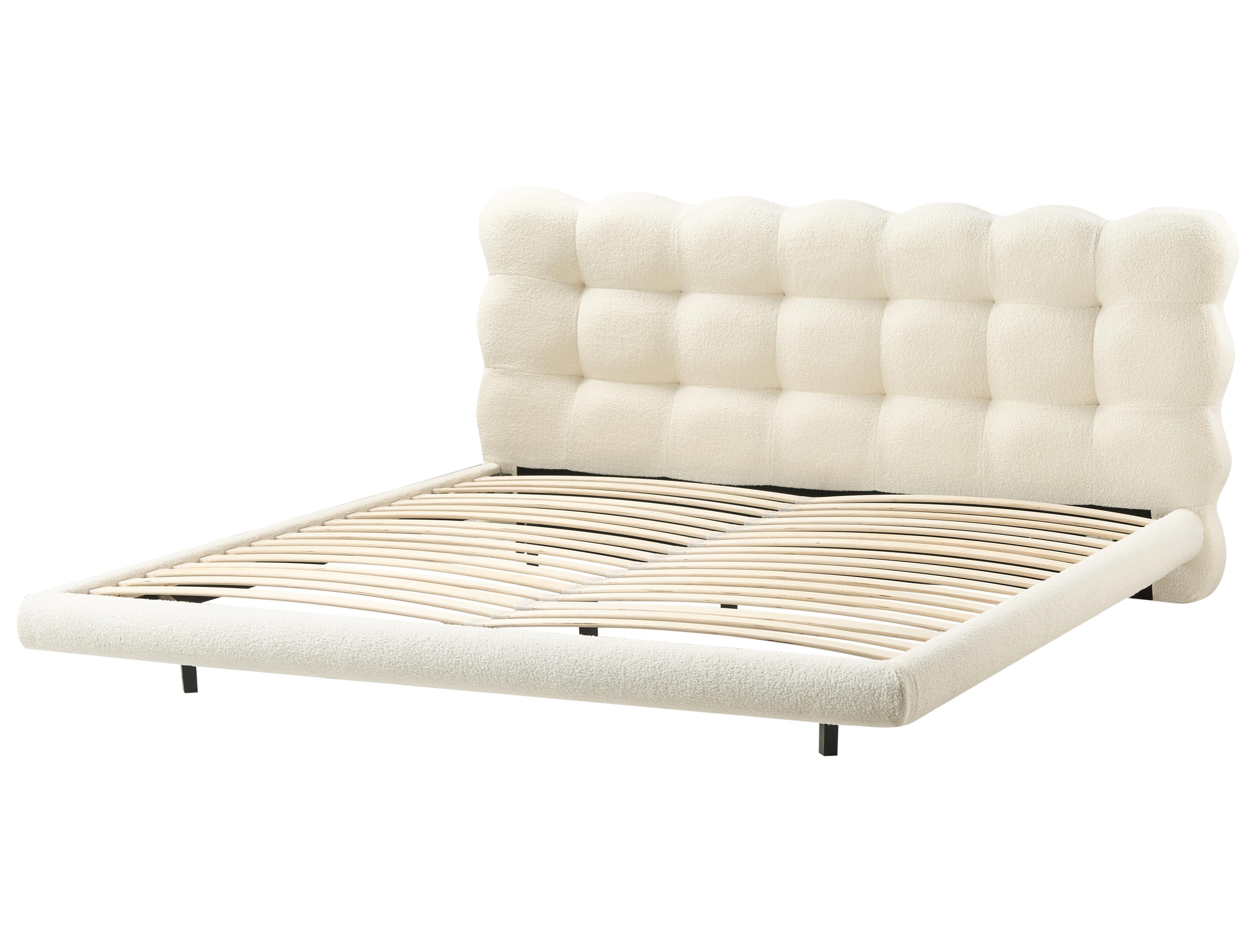 Bed Bouclé SOULISSE 180 x 200 cm Gebroken wit