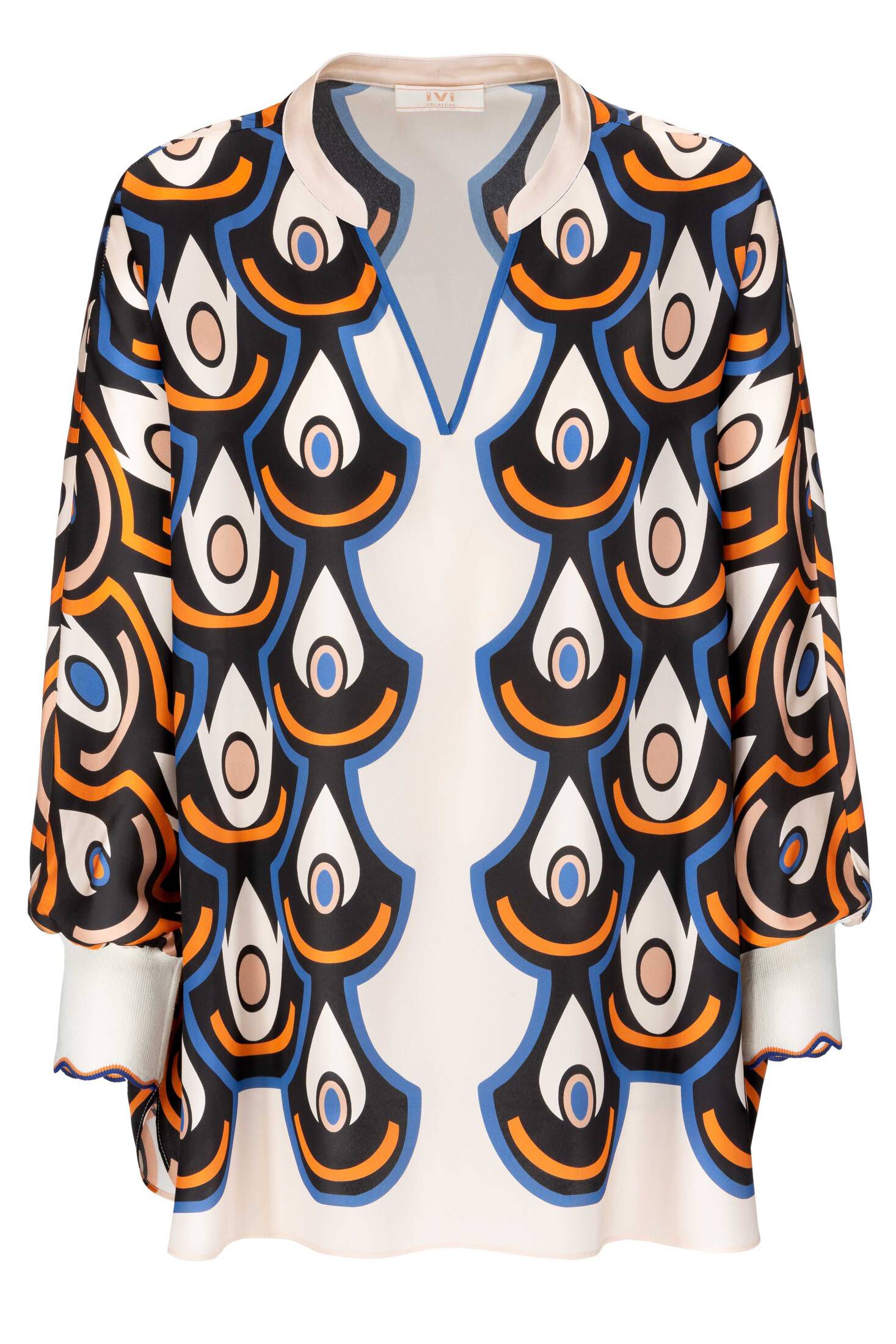 IVI Collection| Damen Tunikabluse mit Seide