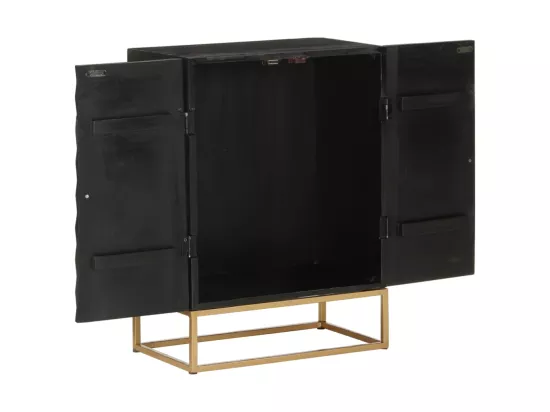 Buffet Noir 55x34x75 cm Bois massif de manguier et fer