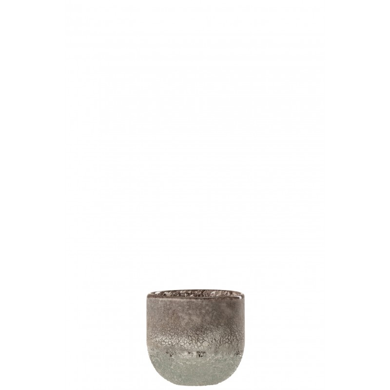 Photophore en verre gris 11x11x9.5 cm