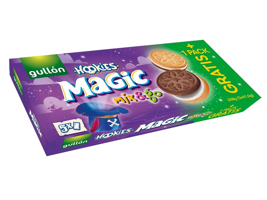 BOLACHA RECHEADA GULLON HOOKIES MAGIC MIX & GO 208G