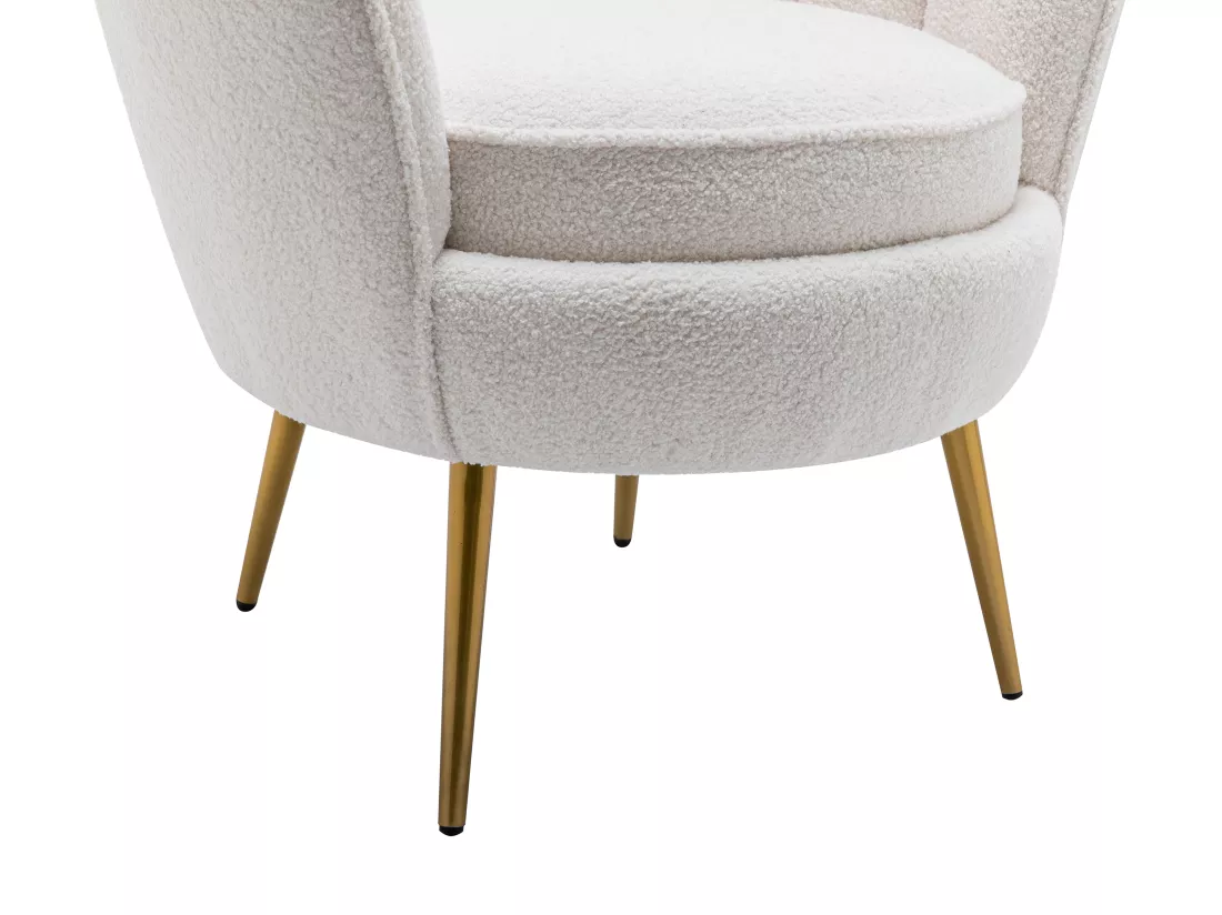 Fauteuil coquillage en tissu bouclette blanc LALEA
