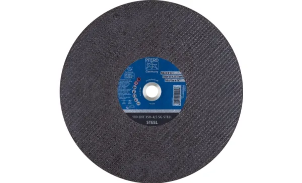 PFERD 100 EHT 350-4,5 SG STEEL/22,23, Stål, Støbejern, PFERD, 2,22 cm, 35 cm, 5500 rpm, 10 stk