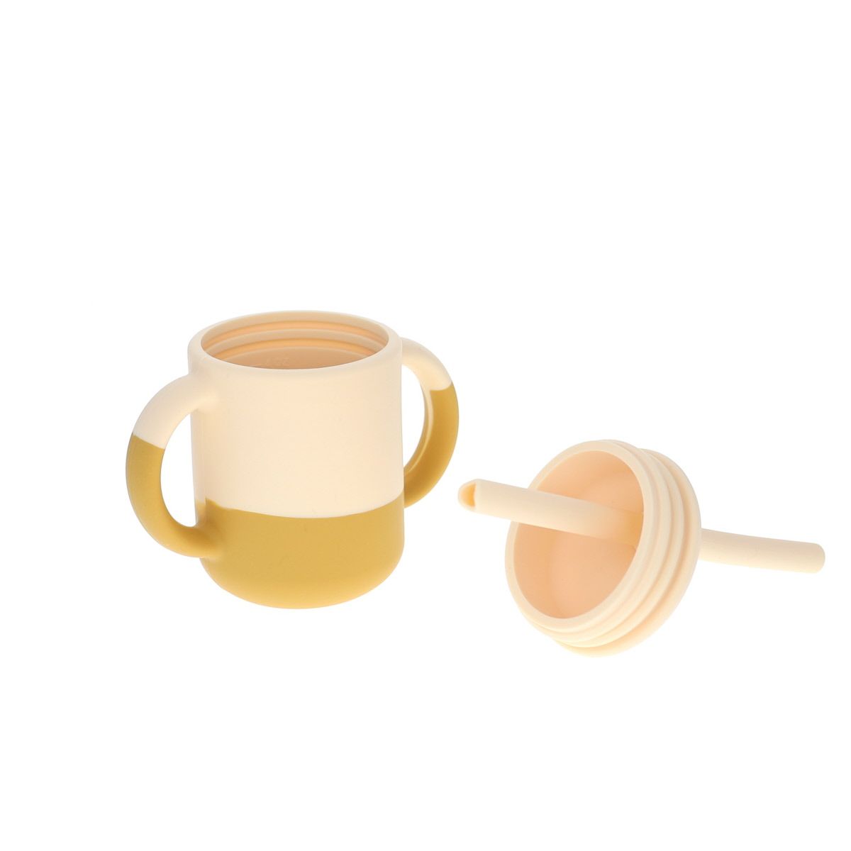 Gobelet paille silicone bicolore Pause goûter