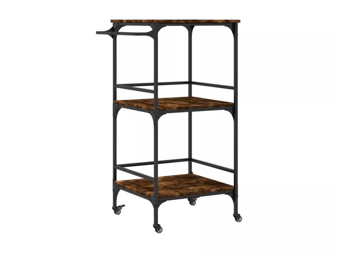 Chariot de cuisine chêne fumé 60,5x50x105 cm bois d'ingénierie