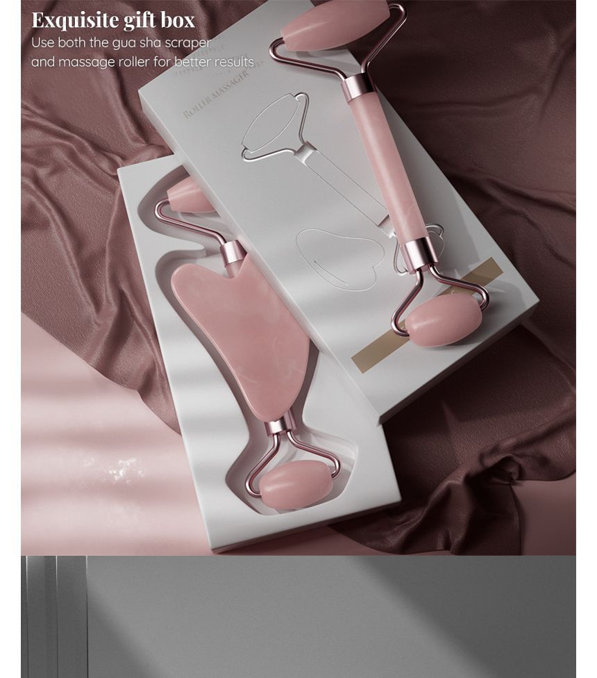 Fondes - Hars Gezichtsmassage Roller / Gua Sha Schraper / Set
