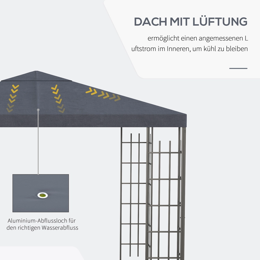 Outsunny Pavillon mit Stahlrahmen grau