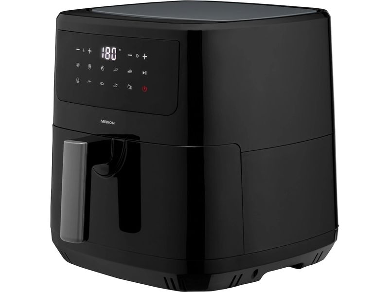 Medion Heissluft-Fritteuse MD 11750 7.2 l, Schwarz Fritteuse mit hochwertiger Corflon-Ultra-Antihaftbeschichtung
