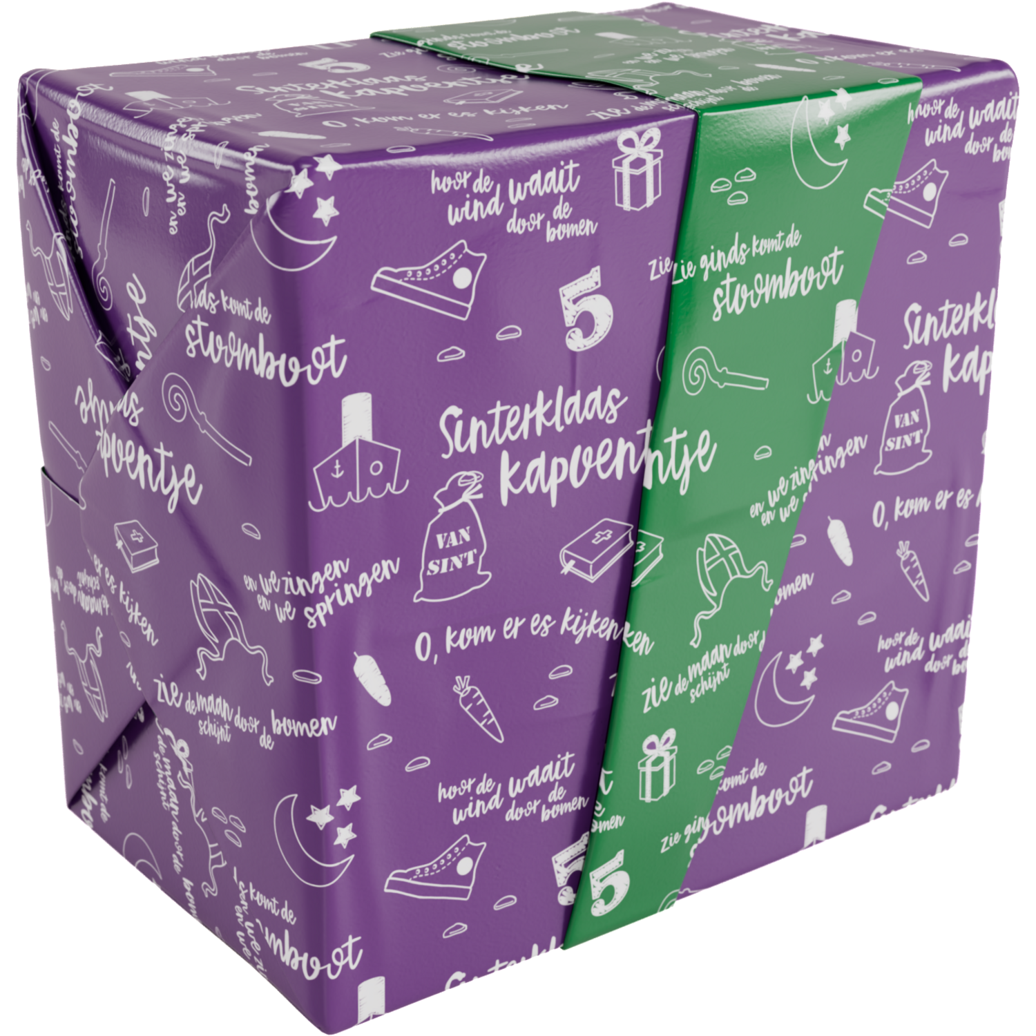 Cadeaupapier, 30cm, 200m, Kapoentje, paars/groen