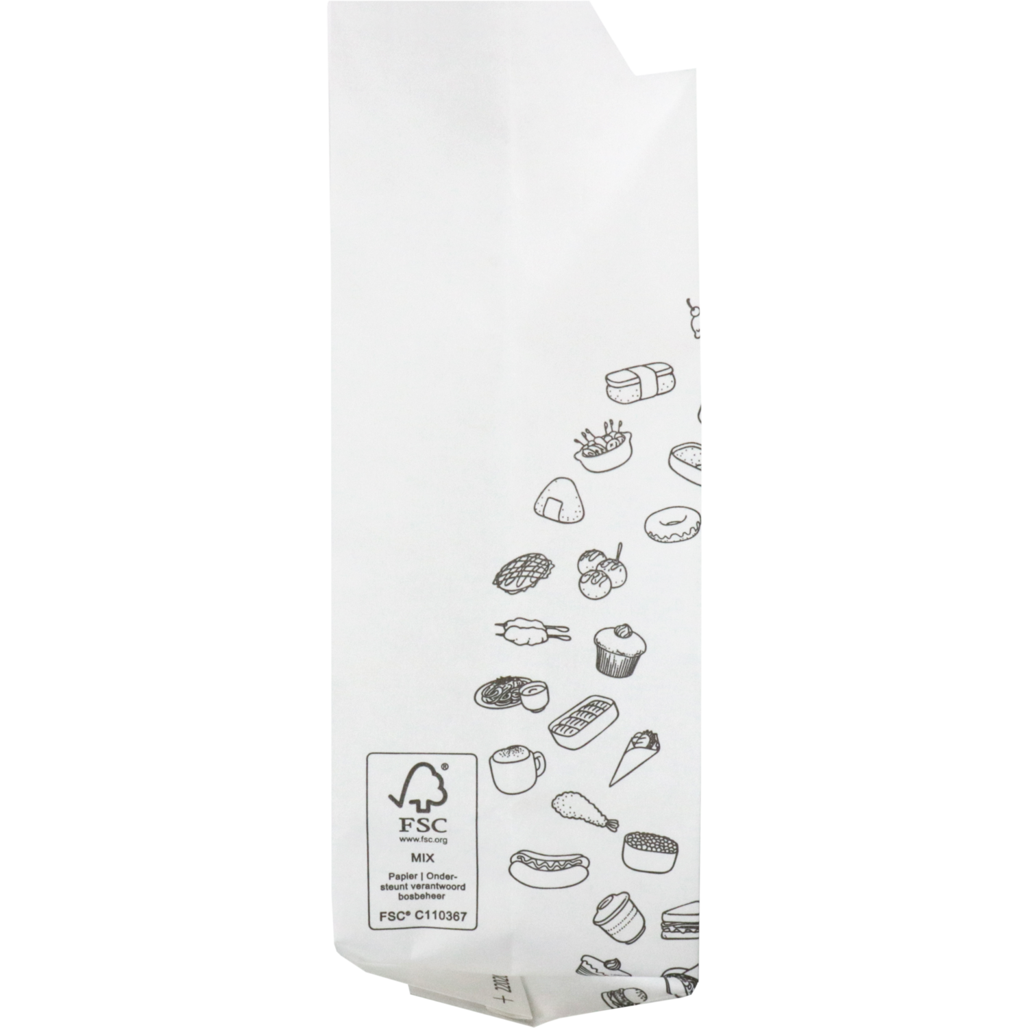Zak, Snackzak, Ersatzpapier, Nr. 1, 1 ons, 9.5/ 3,25x22cm, TASTY, wit