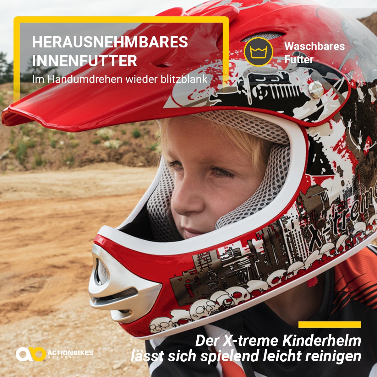 Crosshelm für Kinder, X-treme, Kinderhelm, Grün, Innenpolster, Be- und Entlüftungssystem, Kinnriemen (XL)