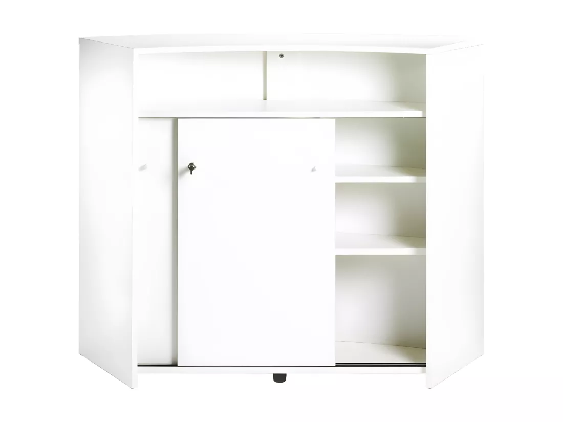 Comptoir Bar 2 Portes Blanc Serrure 4 Niches L 134,5 H 104,8 P 55,3 cm - Coloris: Rock 451