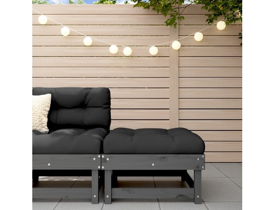 VIDAXL - Pouf Repose-pied de jardin gris bois de pin massif