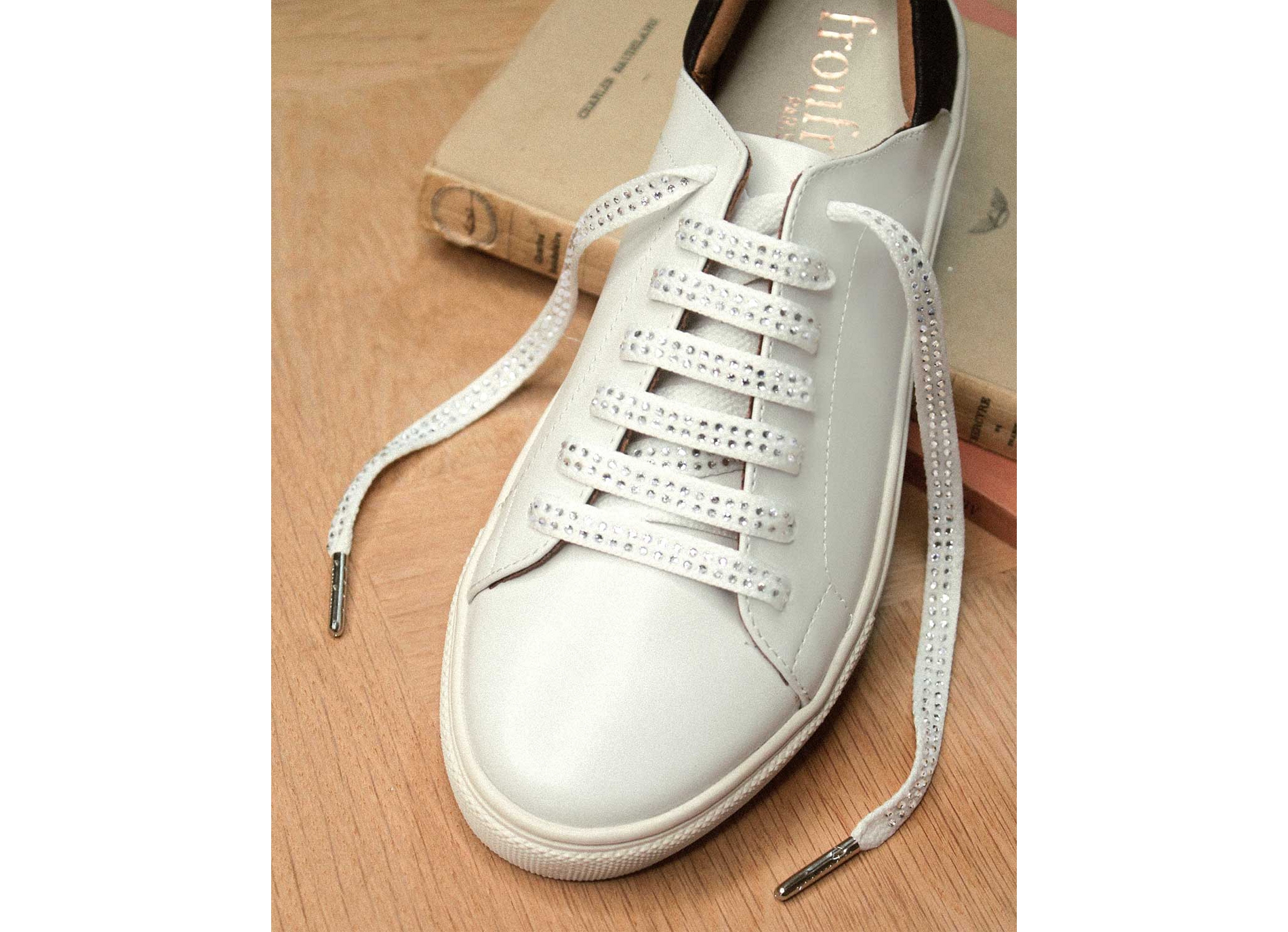 Lacets strass blanc