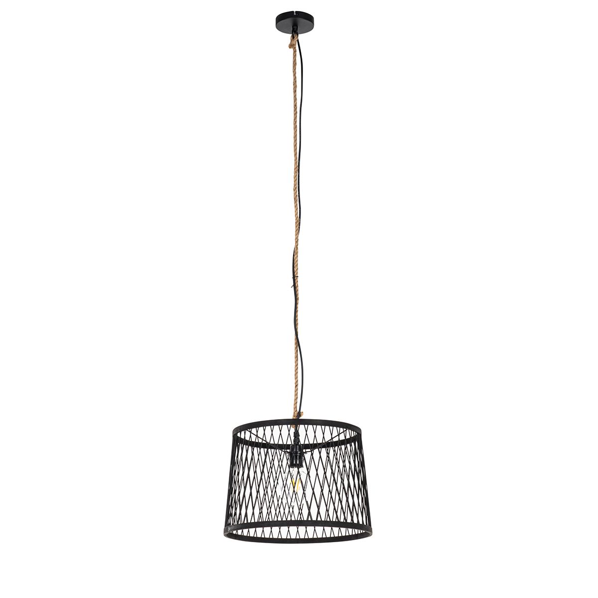 Landelijke buiten hanglamp zwart rotan 40 cm - Calamus