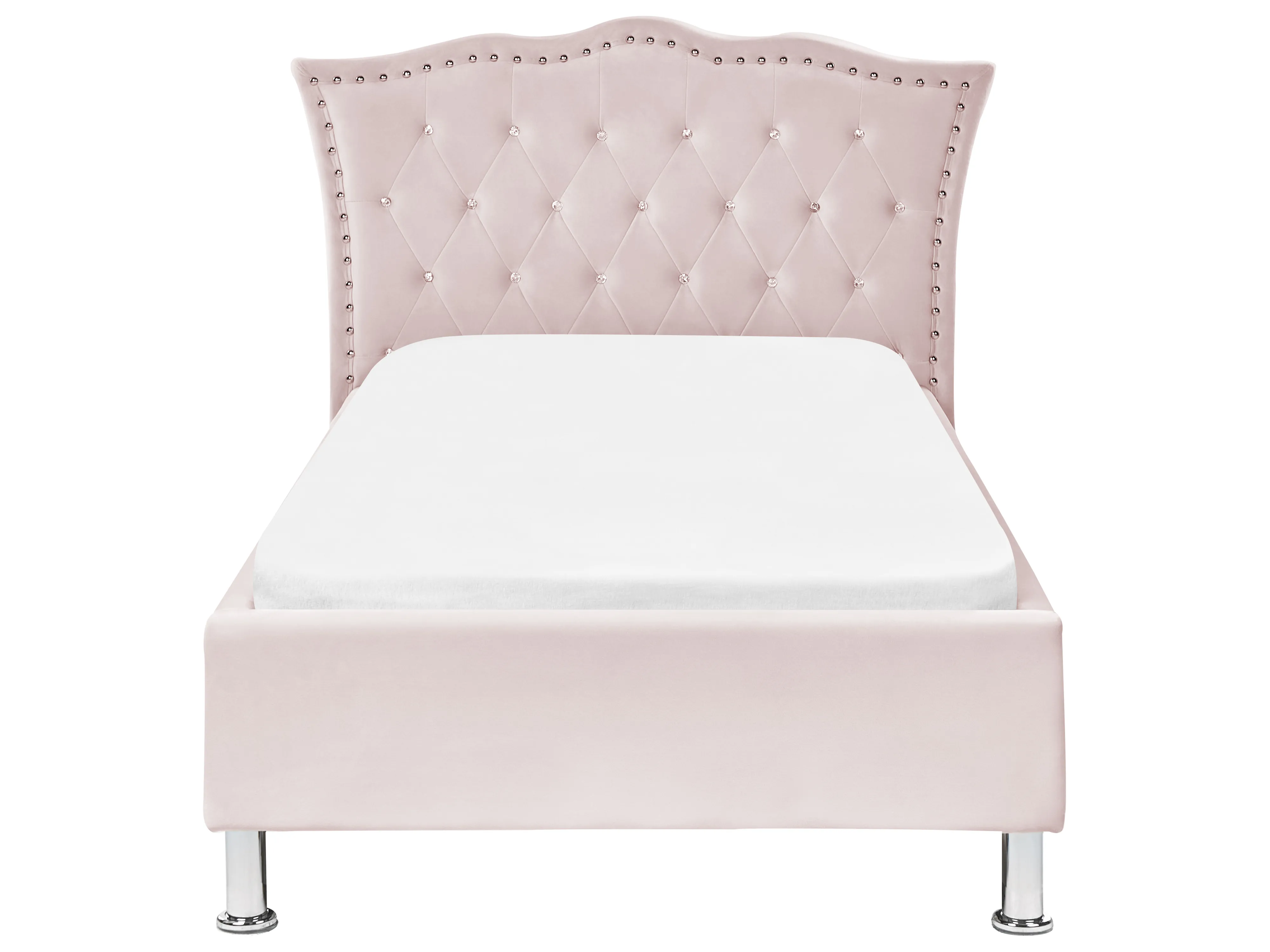 Bed Fluweel METZ 90 x 200 cm Pastelroze