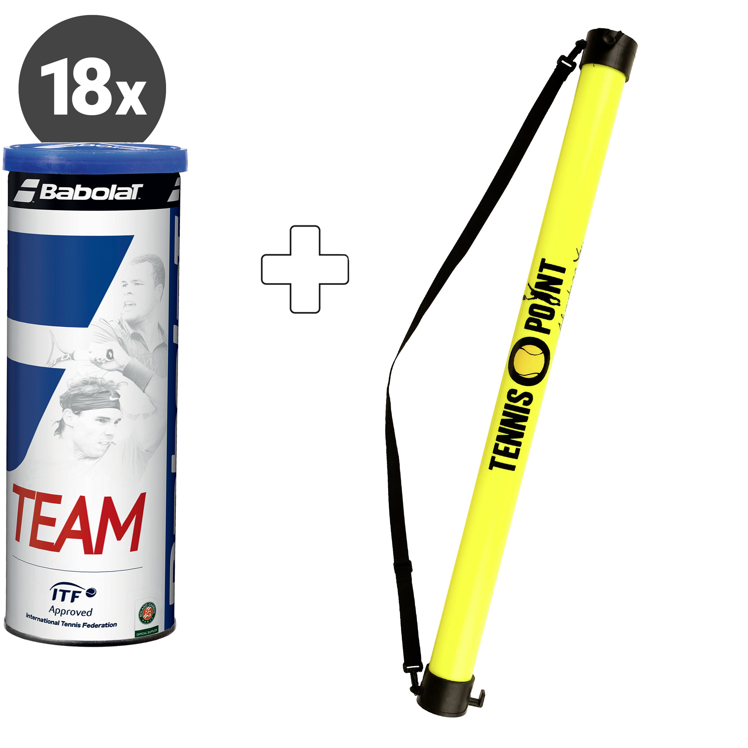 Babolat Team 18 Tubes De 4 + Ramasse Balles Forme Tube