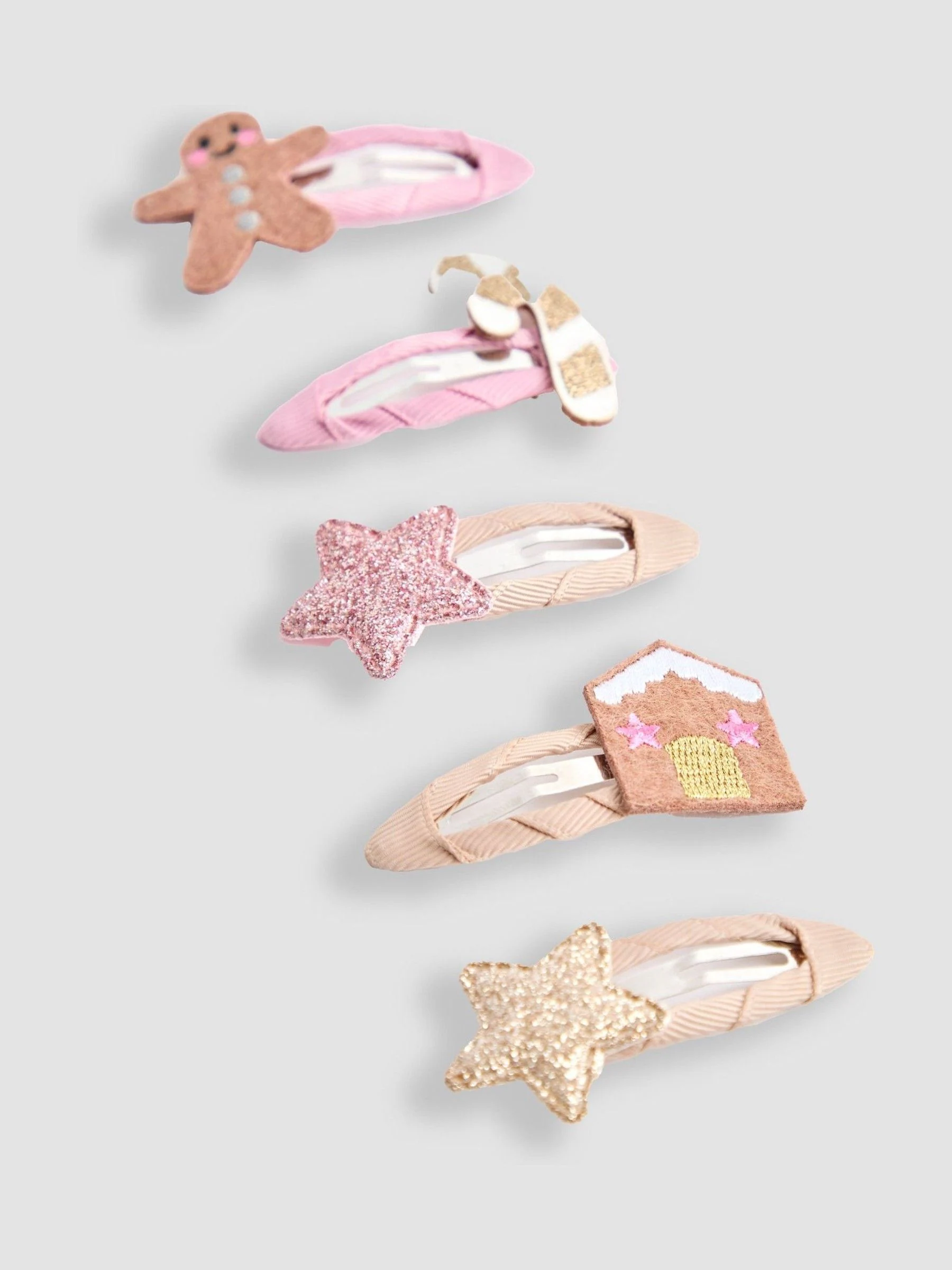 Roze - JoJo Maman Bébé 5-Pack Festive Embroidered Clips