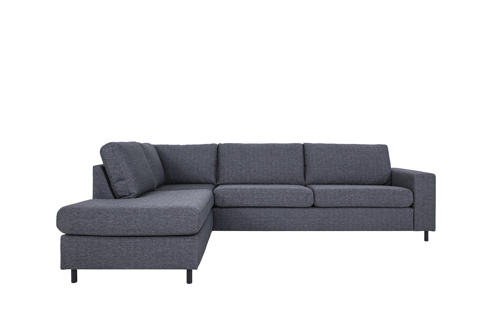 Copenhagen hjørnesofa 3-seter DUO med åpen ende venstre. Tekstil Hygge 97 Antrasitt med sorte ben