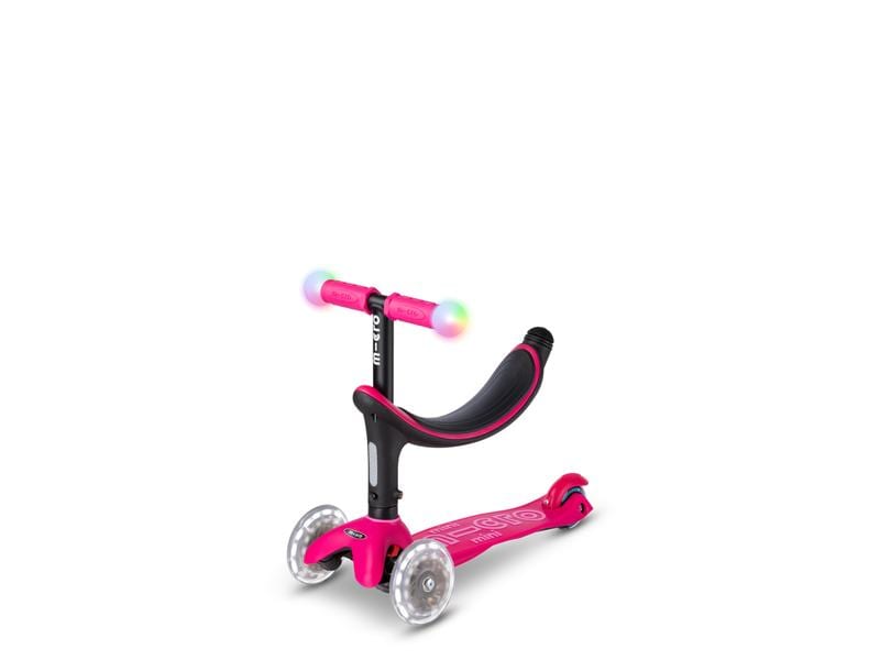 Micro Mobility Kickboard Mini2Grow Deluxe Magic LED, Pink All-in-one Scooter für die ersten Lebensjahre
