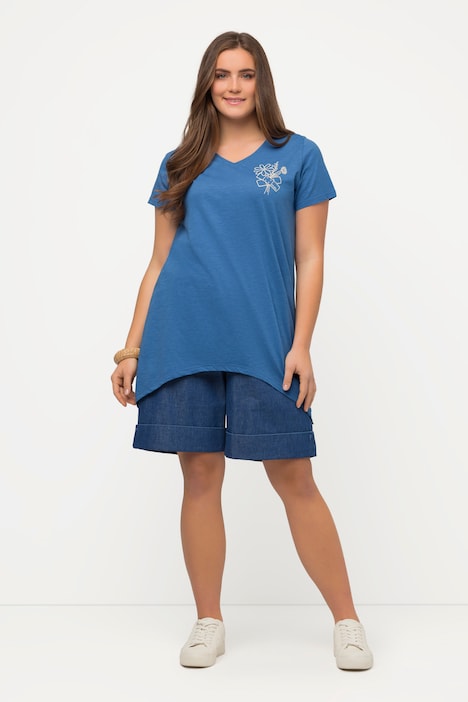 T-Shirt, A-Linie, V-Ausschnitt, Halbarm, Biobaumwolle