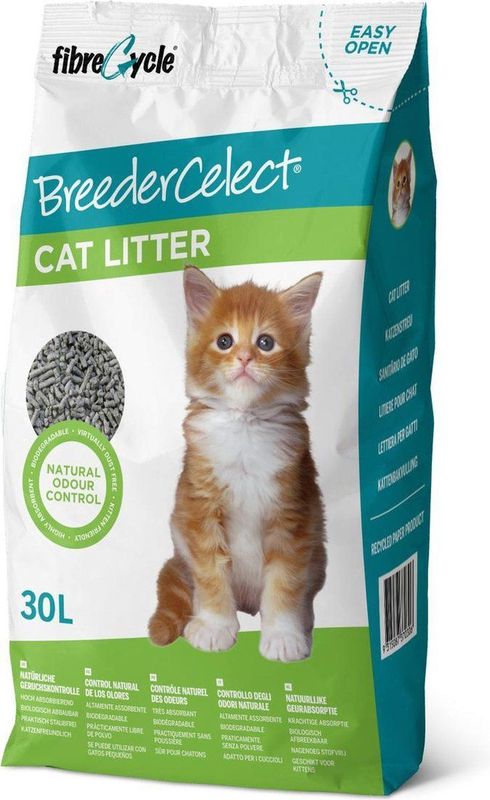 BreederCelect 100% Gerecycled - Kattenbakvulling -  30 l