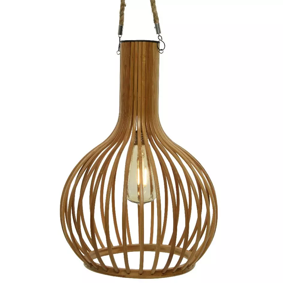 Suspension de jardin solaire LED (H40 cm) Bambou Beige naturel