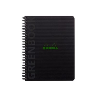 RhodiActive Greenbook - Cahier à spirale 100% recyclé - A5+ (16 x 21 cm) - 160 pages 90 g/m² - ligné - noir