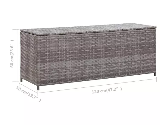 Boîte de rangement de jardin gris 120x50x60 cm résine tressée