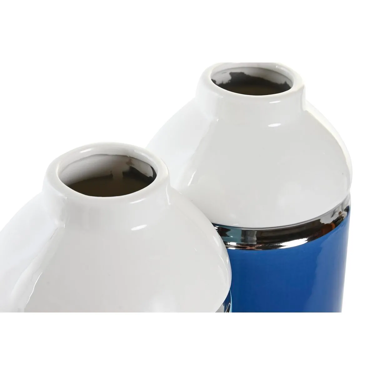DKD Home Decor - Vase grès 18,5 cm - Argenté/Blanc/ Bleu