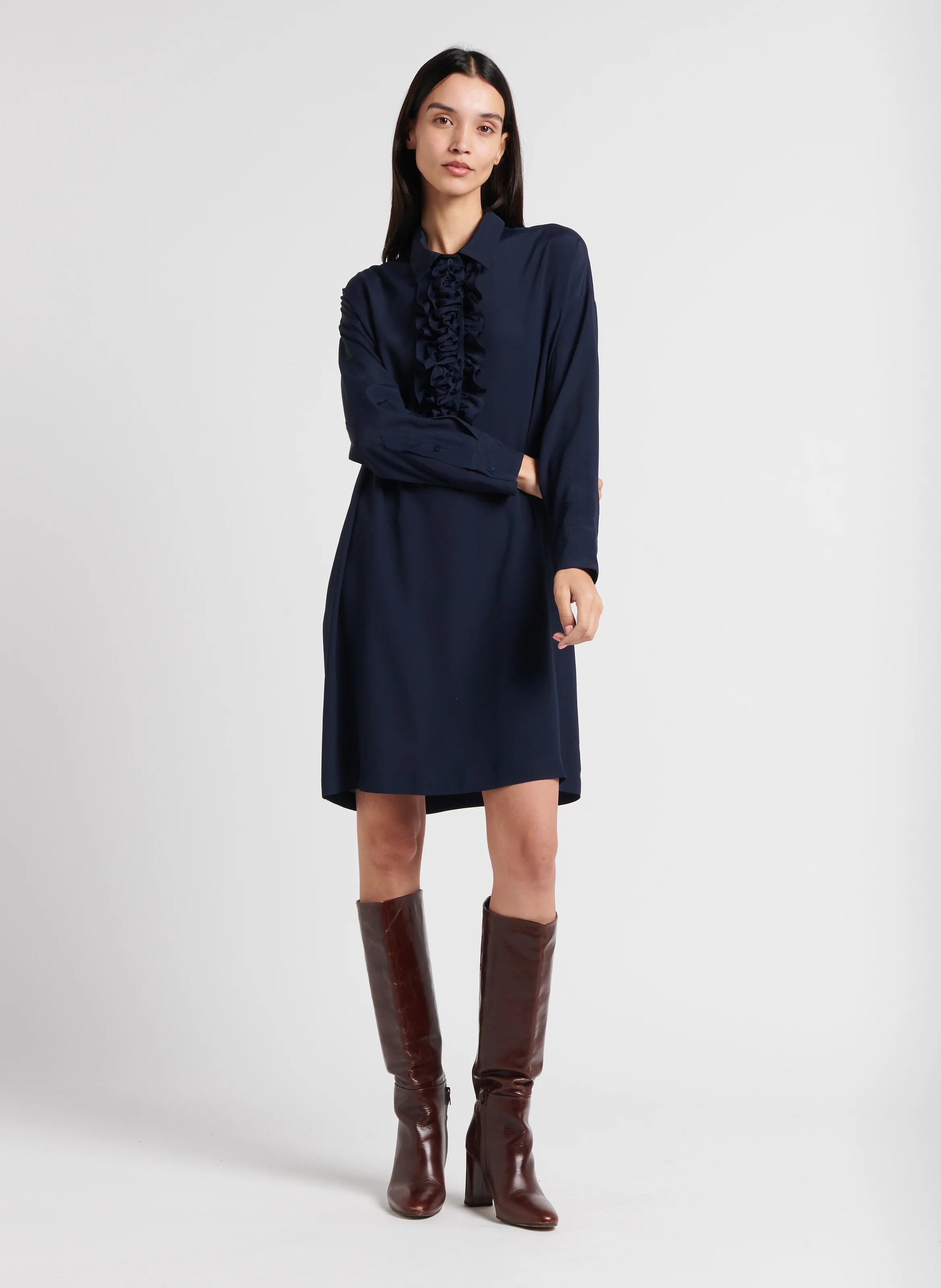 KITA - Robe courte à volants| Bleu