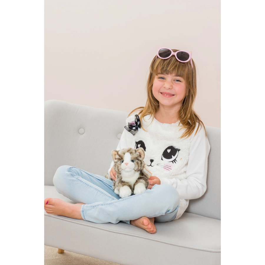 Teddy HERMANN® Katze liegend grau, 20 cm