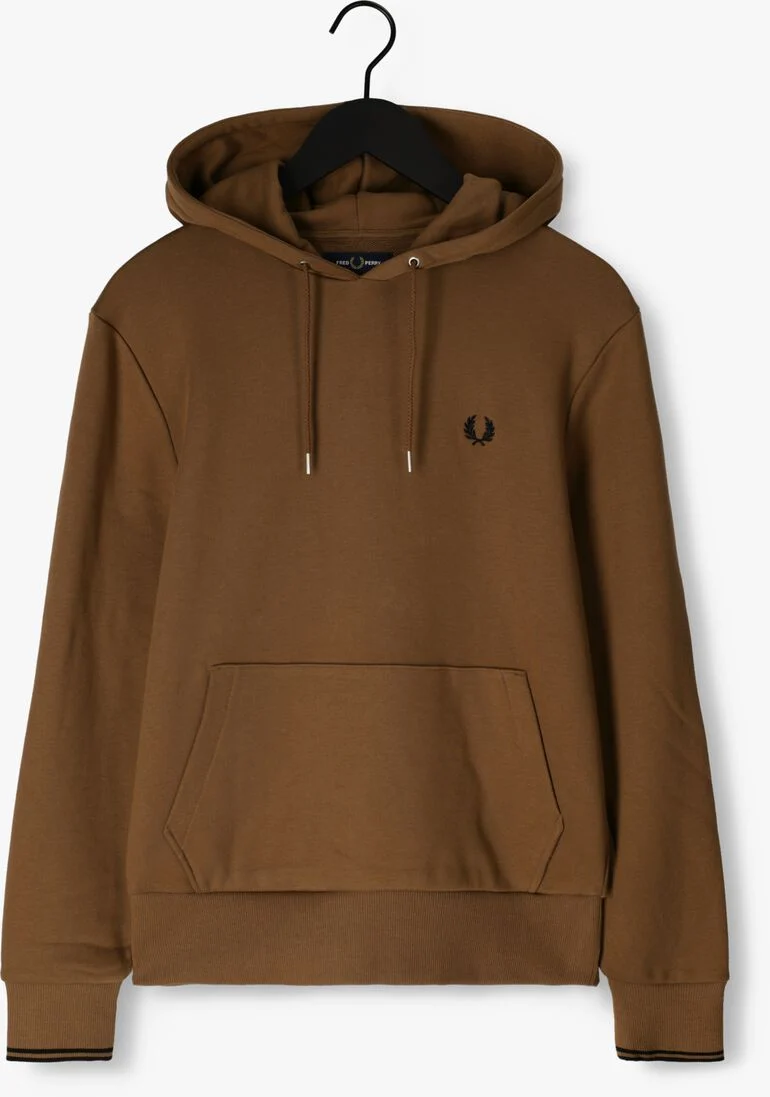 FRED PERRY camel fred perry sweater tipped hooded sweatshirt