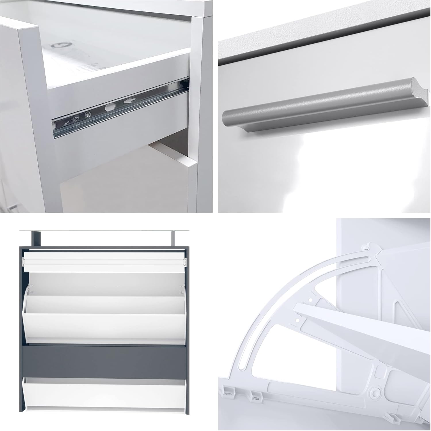 Vladon Garderobe Malea, Garderobenset bestehend aus 1 Hängeschuhschrank, 1 Wandspiegel und 2 Garderobenpaneele, Anthrazit matt/Bordeaux Hochglanz, inkl. LED-Beleuchtung weiß