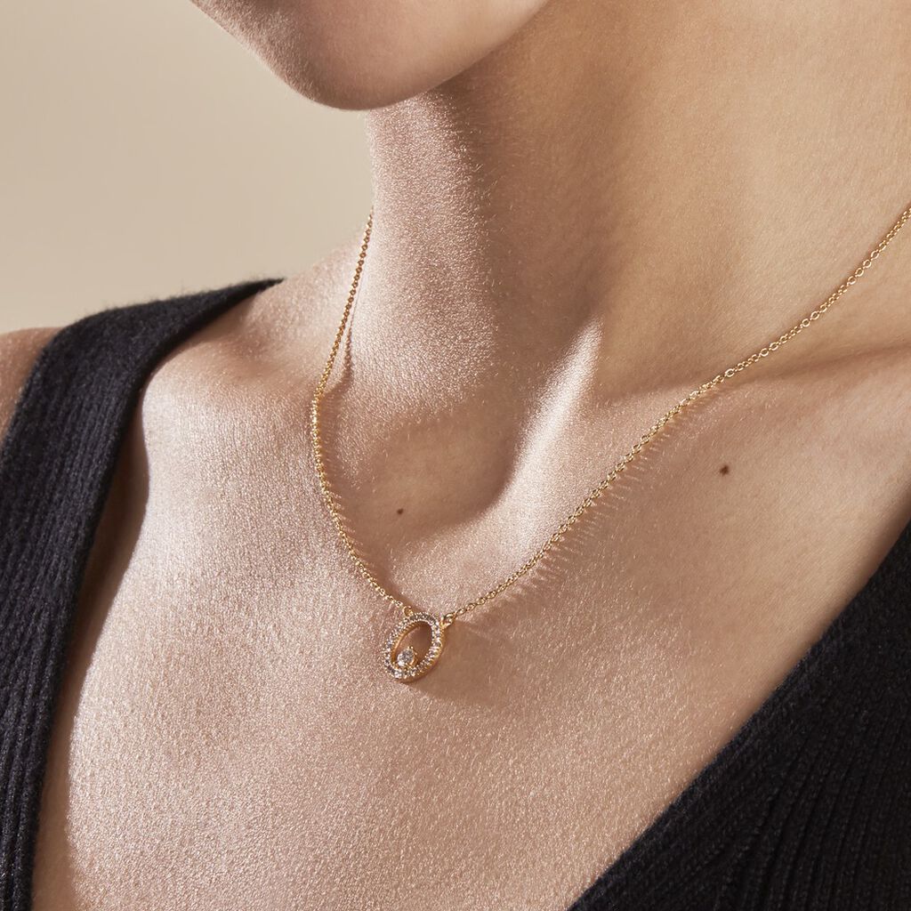 Collier Plaqué Or Lila Oxydes De Zirconium