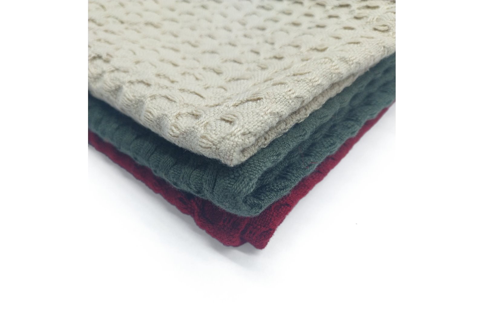 Ava klut 3pk Rød, grønn og offwhite 30x30 cm