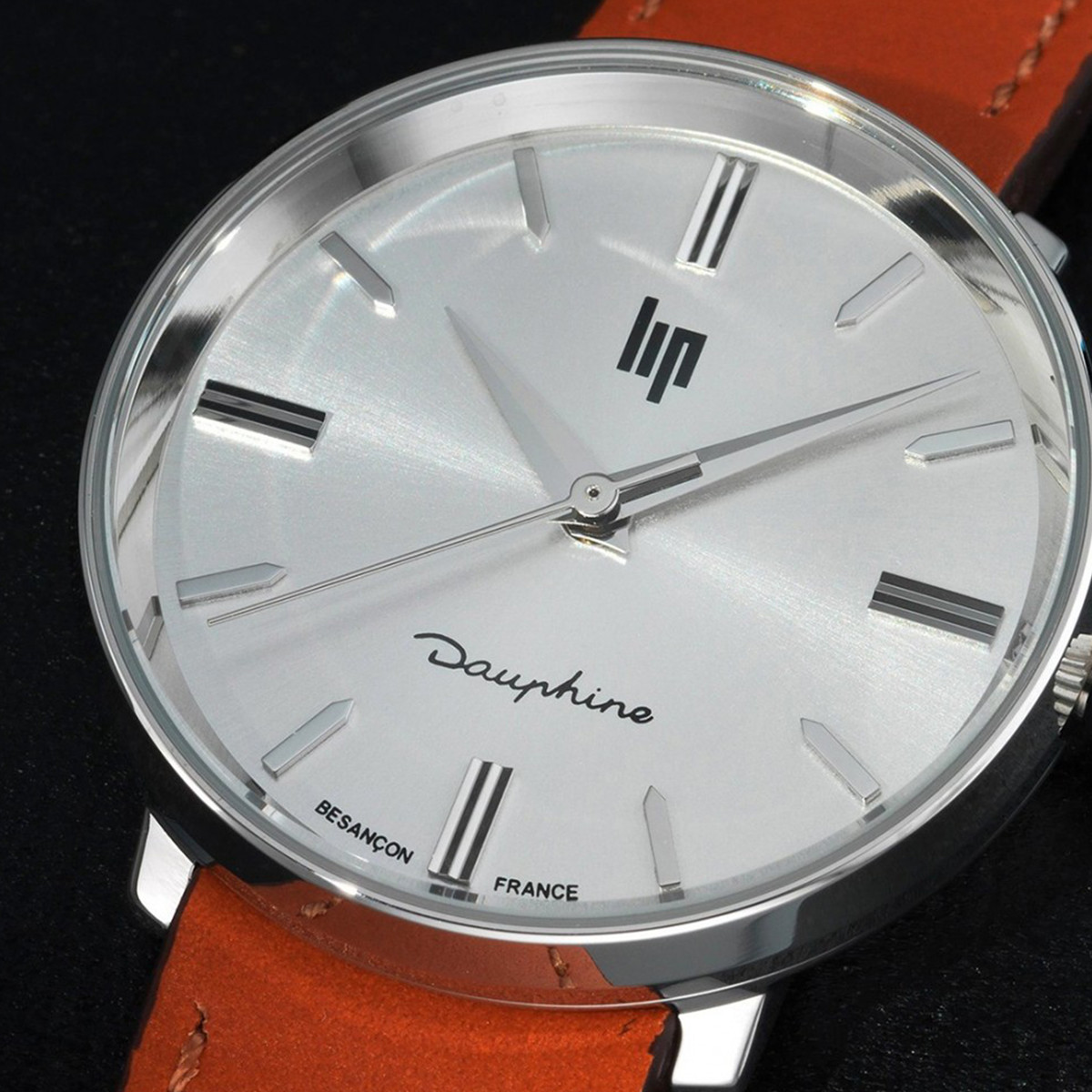 Montre Lip femme acier cuir marron orangé