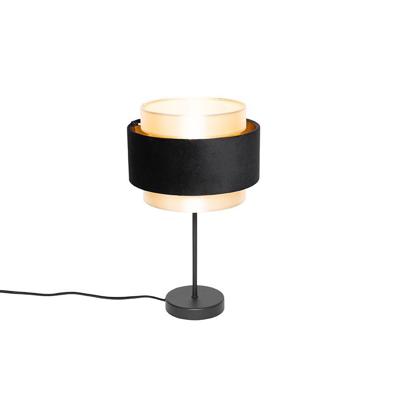 Moderne tafellamp zwart met goud - Elif