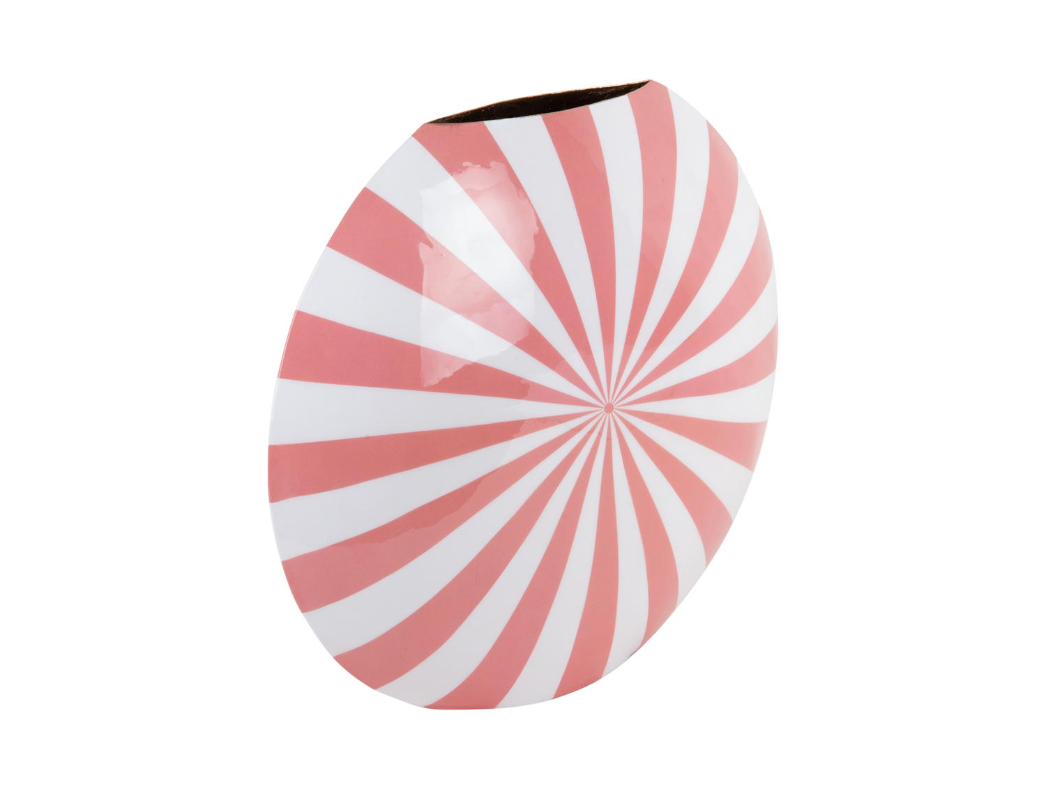 Vase Candy Swirl large enamel flamingo pink & white