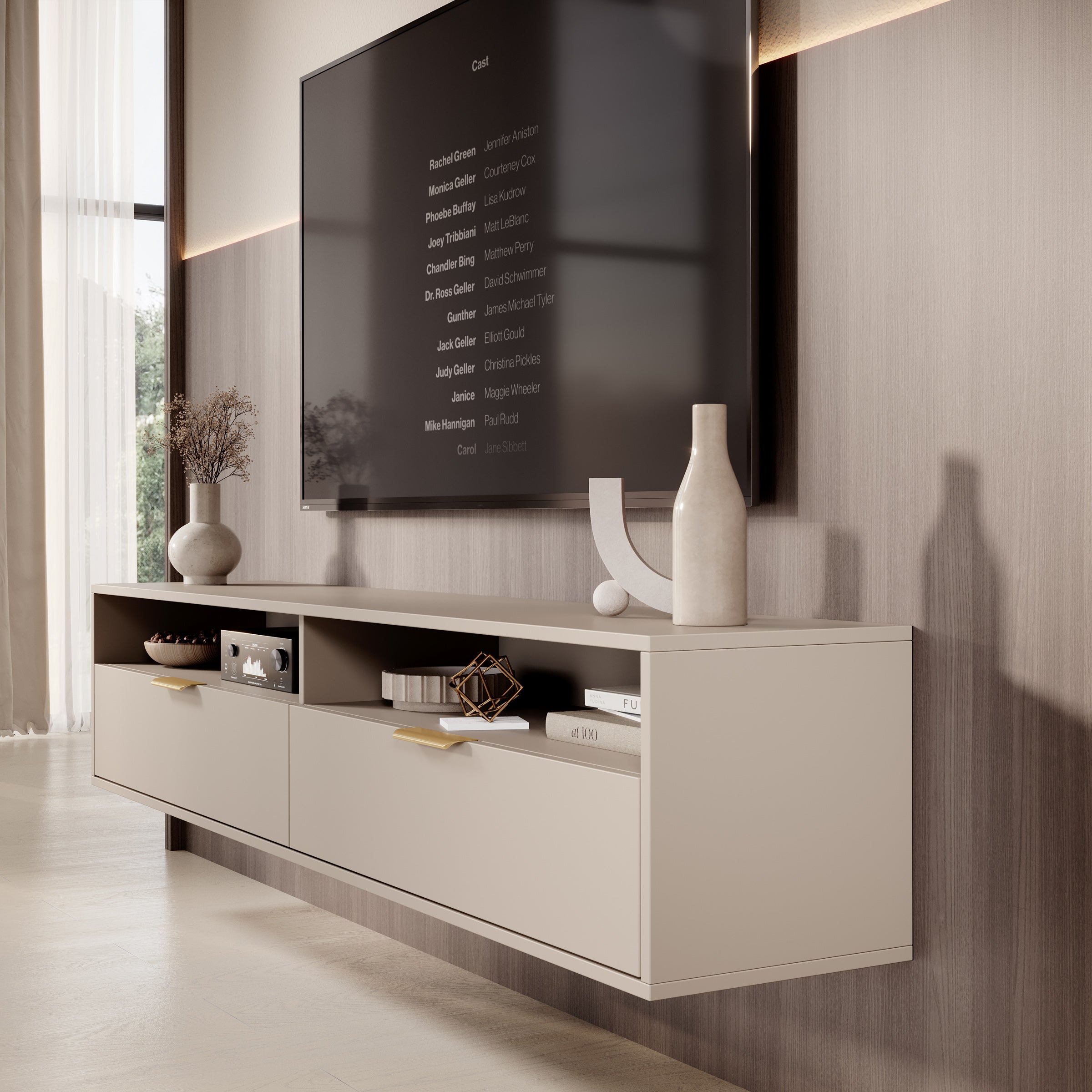 Meubella - TV-Meubel Qipp - Beige - 175 cm